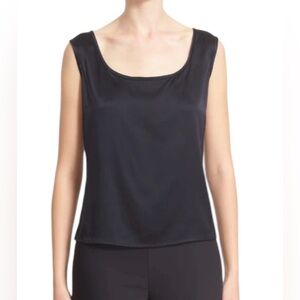 St.John Caviar satin Black Sleeveless Top NWT
